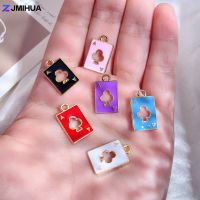 15pcs Enamel Charms Metal Poker Cards Charms Pendants For Jewelry Making Supplies Accessories DIY Handmade Bracelets Necklaces DIY accessories and oth