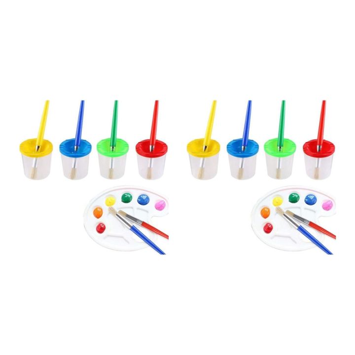 Art Supply 4 Piece Children No Spill Paint Cups with Colored Lids