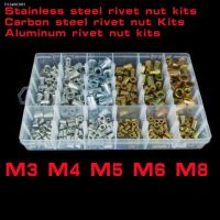 ▤ Flat Head Threaded Rivets Nut M3 M4 M5 M6 M8 M10 Stainless Steel Rivnut Zinc Plated Rivet Nut Aluminum Insert Nutsert Kit