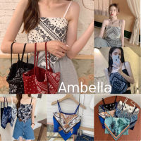 ? Ambella V2 ?เสื้อสายเดี่ยวปลาย3เหลี่ยม งานน่ารัก ผ้าพิมพ์ลายสวยมากๆ สายเดี่ยวปลายสามเหลี่ยม สุดชิค เสื้อสายเดี่ยว เสื้อผ้าแฟชั่น V2