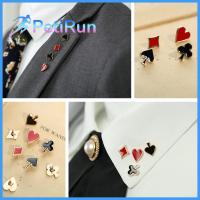 PETIRUN 4Pcs/set ผู้หญิงผู้ชาย ตลก คลับ รูปโป๊กเกอร์ ปลอกคอ ป้าย เข็มกลัด Boutonniere