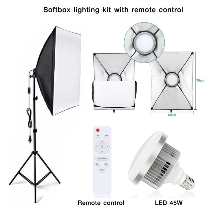 studio-45-watt-with-softbox-50x70-set-ไฟสตูดิโอ-ไฟถ่ายสินค้า-สตูดิโอถ่ายภาพ-ไฟไลฟ์สด-ไฟถ่ายแบบ