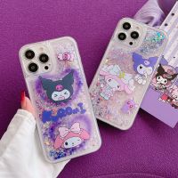 เคสโทรศัพท์มือถือการ์ตูนน่ารักเมโลดี้ของฉันคุโรมิพร้อมทรายกลิตเตอร์วิบวับเรืองแสงสำหรับ iPhone 14 Pro Max 13 Pro Max Max ฝาหลังโทรศัพท์แบบนิ่มสำหรับ iPhone 12 Pro Max 11 Pro Max Max