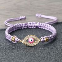 New Pink Shining Evil Eye Braided Bracelet Women Men Nylon Thread Couple Bracelet Healing Yoga Bangles Jewelry Gift for Friend Charms and Charm Bracel