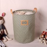 zakka Storage basket pastoral dot beam port Pink Brown Green Purple four color options canvas laundry basket