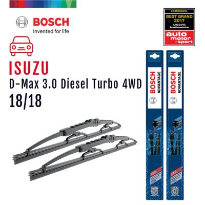 Bosch ใบปัดน้ำฝน Isuzu D-Max 3.0 Diesel Turbo 4WD ปี 2004-2009 ขนาด 18/18 นิ้ว รุ่น Advantage