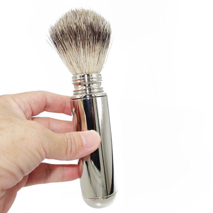 WG Men's Shaving Lather Brush Pure Silver Tip Honey Badger Hair Bristle