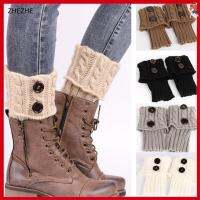 ZHEZHE Womens Button Wave Cuffs Leg Warmer Socks Boot Crochet Leggings Knee High