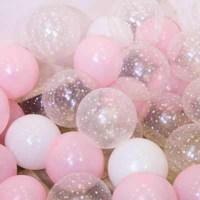 10/20pcs 12inch Transparent Star Pink Balloons Wedding Decoration Baby Shower Birthday Party Supplies Home Decor Helium Balloon Balloons