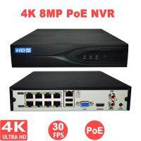 4K 30FPS 8MP POE NVR 4CH 8CH H.265 P2P เครือข่ายมาตรฐานกลางให้กล้องไอพีสื่อสารกับอุปกรณ์บันทึกเครื่องบันทึกวีดีโอตรวจจับใบหน้าสำหรับกล้อง IP เฝ้าระวังวิดีโอ J44