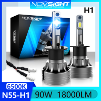 Novsight N55 H1 H8 H9 หลอดไฟหน้ารถ LED 90W 18000LM 6500K ซุปเปอร์ไบร์ท ไฟ LED สีขาวสำหรับไฟสูง/ไฟต่ำ/หมอกปลั๊กแอนด์เพลย์2 ชิ้น รับประกัน 1 ปี จัดส่งฟรี