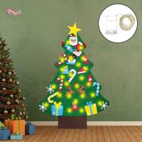 ALI-Shopping เสื้อกันหนาว Felt Christmas .28 FT DIY Felt Christmas Trees For Toddlers With Detachable Ornaments, Felt Christmas Tree For Kids With Hanging Rope