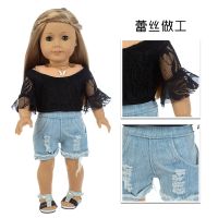 New Off shoulder top and denim pants set Fit For American Girl Doll 18 Inch Doll Clothes Shoes are not included.