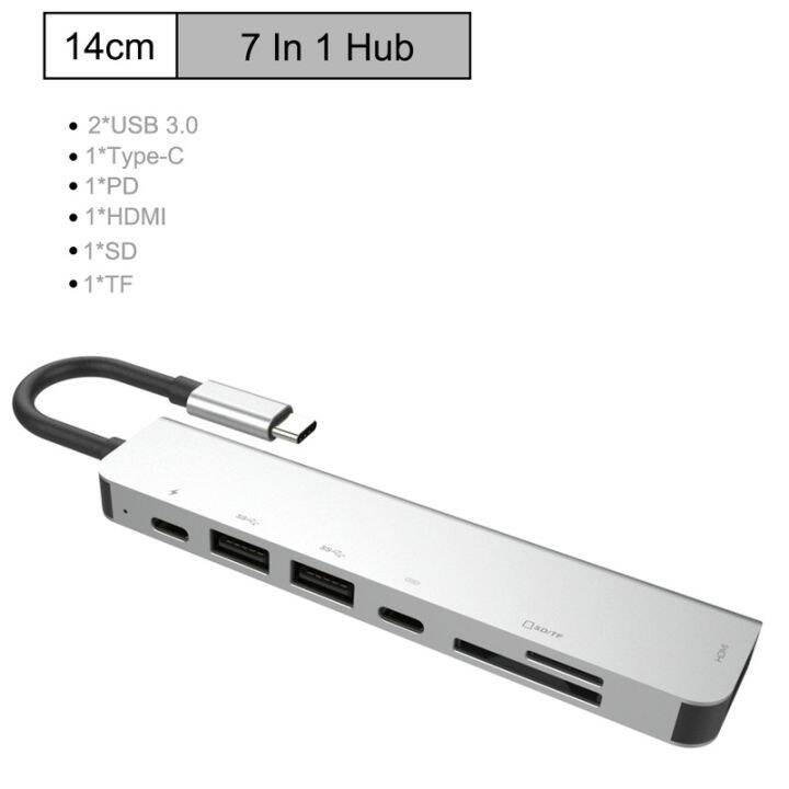 usb-hub-usb-c-hub-to-muti-usb-3-0-hdmi-4k-sd-tf-card-reader-pd-charging-audio-rj45-adapter-for-macbook-pro-usb-hub-splitter