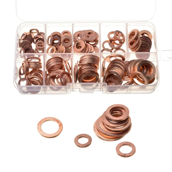 Hemoton 200pcs Copper Sealing Washer Gasket Oil Drain Plug Gasket