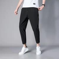 CODyx648 （Size M-8XL）ultra thin Ice silk mens casual trousers grimace pants large size Korean Slim wild nine points sports fitness pants