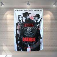 "Django Unchained" แบนเนอร์ภาพยนตร์แขวนธงโปสเตอร์สติกเกอร์ติดผนังคาเฟ่ร้านอาหารหัวรถจักรคลับสดพื้นหลังตกแต่ง