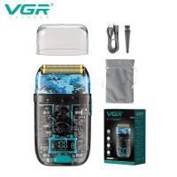 【DT】 hot  VGR Mens Electric Shaver Professional Beard Shaver Waterproof Beard Trimmer Foil Shaver Bald Head Razor Transparent V-352