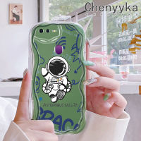 เคส Chenyyyka สำหรับ OPPO F9 F9โปร Realme A7x U1 2 Pro เคสการ์ตูนน่ารักมนุษย์อวกาศคลื่นขอบเนื้อครีมใสเคสมือถือกันกระแทกป้องกันเลนส์กล้องเคสนิ่มซิลิโคนใส