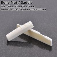 1pc 6 String  Guitar Bone Nut  and Bridge Saddle Made of Real Bone for acoustic/ electric guitar parts and accessories Guitar Bass Accessories