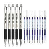 Retractable Stainless Steel Gel Pens Metal Ballpoint Roller Ball 0.5mm Fine Point Black Blue Rods Sign Pen Smooth Writing Gift Pens