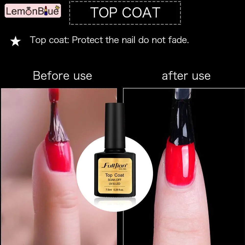LemonBlue Base/Top Coat Transparent Nail Art Gel UV LED Soak Off Long  Lasting Primer Nail Manicure Varnish 2 | Lazada