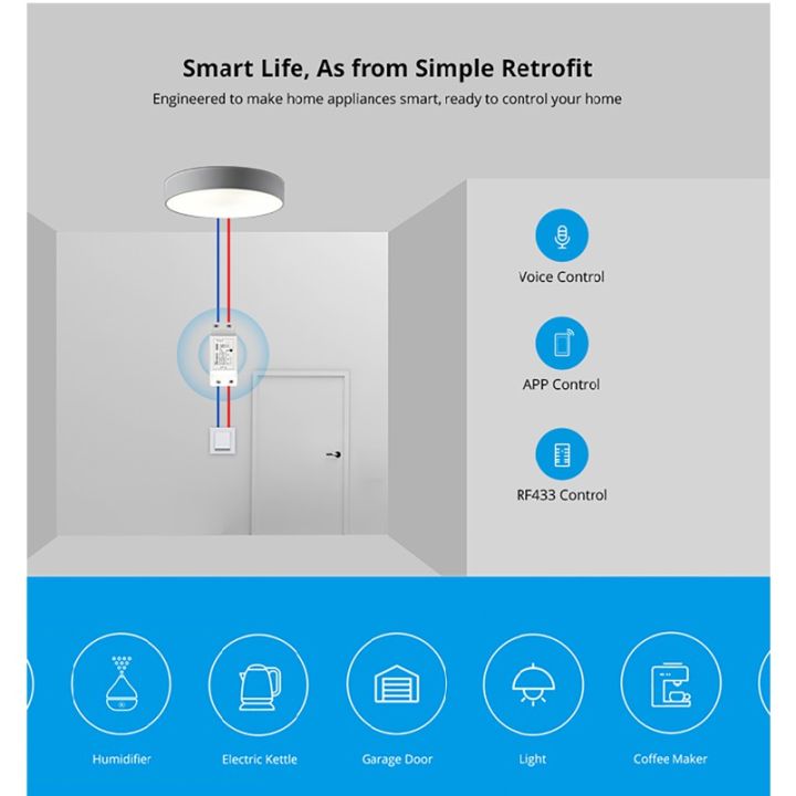 sonoff-rf-สวิตช์สั่งงานผ่าน-wifi-แถมฟรี-รีโมท-rf-รีโมท-รีโมททีวี-รีโมทแอร์-รีโมด