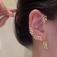 New Non-Piercing Crystal Leaves Ear Clips Leaf Ear Cuff For Women Fashion Gold Color Cubic Zirconia Clip Earrings Jewelry Gifts