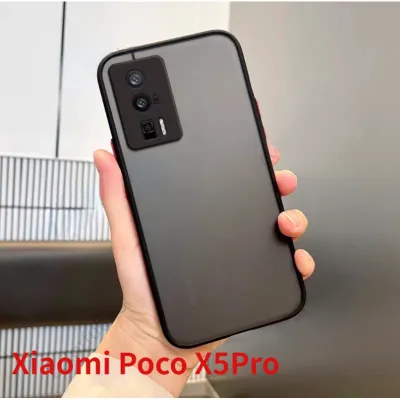 เคสสำหรับ Xiaomi X5 Poco X5Pro PocoX5Pro TPU + เคสโทรศัพท์พีซีฝาครอบด้านหลังกันกระแทกเกราะป้องกันเสริมกันกระแทกเคลือบด้านโปร่งแสงนิ่มโปร่งใสขอบทั้งหมดมา