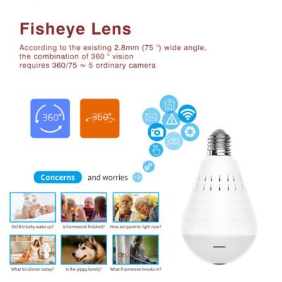 LED Light Camera Wifi Panoramic Camera Bulb 360 Degree Fisheye Bulb Lamp IP Camera Home Security Video Surveillance Version