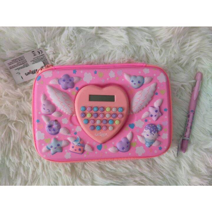SMIGGLE CALCULATOR HARDTOP PENCIL CASE + 1 FREE SMIGGLE ERASABLE PEN