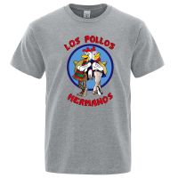 LOS POLLOS Hermanos เสื้อยืดคู่พิมพ์ลายตลกเสื้อยืดระบายอากาศผ้าฝ้ายผู้ชายแฟชั่นเสื้อลำลองแขนสั้นฤดูร้อน