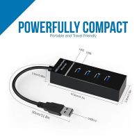 4 Port USB 3.0 Hub Splitter High Speed Multiport Slim USB Hub Adapter Fast Data Transfer USB Hub Extender Extension Connector