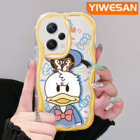 YIWESAN เคสสำหรับ Xiaomi Redmi โน๊ต12 Pro Note 12 Pro Speed 5G Poco X5 Pro 5G เคสการ์ตูนโดนัลด์เป็ดสีสันสดใสลายคลื่นเคสโทรศัพท์โปร่งใสเนื้อครีมขอบกล้องกันกระแทกเคสซิลิโคนอ่อนชัดเจน