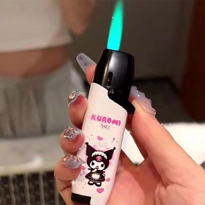 ZZOOI Kawaii Sanrio Melody Anime Windproof Lighter Kuromi Lighter Blue Flame High Quality Portable Girl Gift Fast Delivery