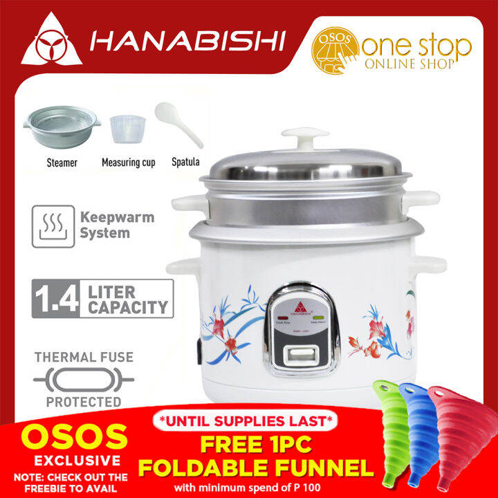 Hanabishi Original Rice Cooker 1.4L serves 7 persons Glass Cover w
