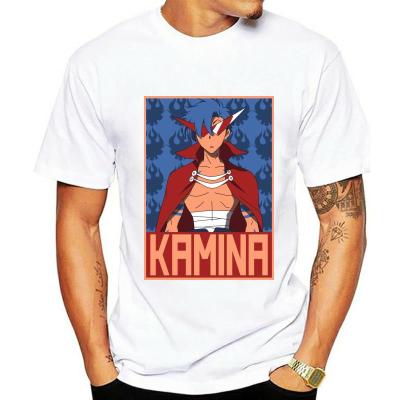 Tengen Toppa Gurren Lagann Kamina Poster Printed T-shirt Men Round Neck T-shirt 100% cotton T-shirt