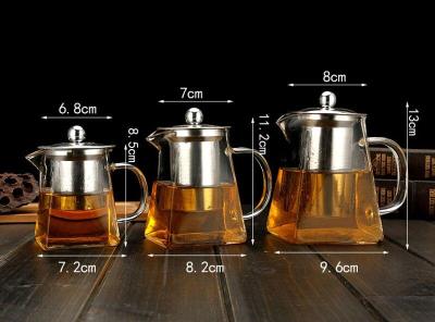 350ml 550ml 750ml Glass Sqaure Teapot High Temperature Resistant Loose Leaf Flower Tea Coffee Pot w/Infuser Strainer Lid