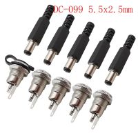 10Pcs DC099 5.5x2.1mm Metal Plastic Male Plug DC Power Socket Female Jack Screw Nut Panel Mounting Connector  Wires Leads Adapters