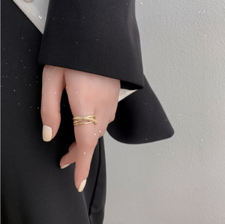 jyj001-แหวนแฟชั่นสไตล์เกาหลีเครื่องประดับแฟชั่นสตรีแหวนคริสตัลเพชรปรับขนาดแหวนของขวัญปาร์ตี้