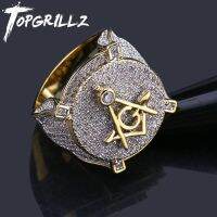 {Xixi Ornamornaments} TOPGRILLZ ฮิปฮอปสีทองแหวนเพชรสวิสทรงลูกบาศก์ชุบไมโครนำโชคมาให้เป็นของขวัญสำหรับผู้ชายกับ7 8 9 10 11