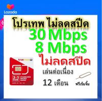 ซิมโปรเทพ 30-8 Mbps ไม่ลดสปีด เล่นไม่อั้น โทรฟรีทุกเครือข่ายได้ แถมฟรีเข็มจิ้มซิม