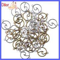 DILER 40pcs โลหะสำหรับตกแต่ง เป็นรูกลวง ข้อต่อกลมแบน เงินสีเงิน ลายคลื่นคลื่น การทำเครื่องประดับ เสน่ห์ของ Link อุปกรณ์งานฝีมือสำหรับงานฝีมือ