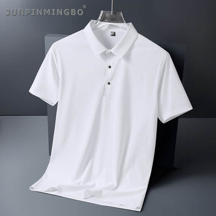 junpinmingbo-เสื้อโปโลลำลองผ้าไอซ์ซิลค์สำหรับผู้ชาย-m-5xl-เสื้อโปโลเนื้อผ้านุ่มระบายอากาศได้ดียืดได้เนื้อผ้านุ่มให้ความเย็นทางการเข้ารูปขนาดพลัสไซส์