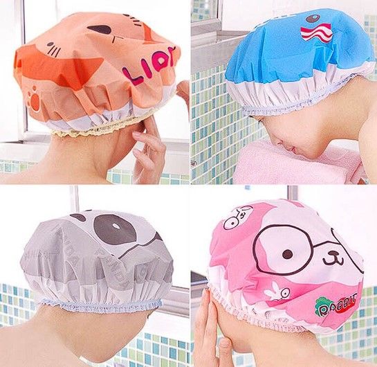 หมวกคลุมผมอาบน้ำ-ลายการ์ตูนน่ารัก-กันน้ำ-หมวกคลุมอาบน้ำราคาถูก-ส่งแบบคละลาย
