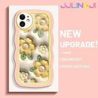 Jlingji เคสสำหรับ iPhone 11 11 Pro 11 Pro Max เคส3D ลายดอกไม้สีเหลืองดีไซน์ใหม่คอลอร์เคสโปร่งใสลายกล้องถ่ายรูปนิ่มเคสมือถือกันกระแทกแบบใสสร้างสรรค์เคสป้องกันซิลิกาเจล