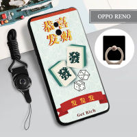 เคสนิ่มสำหรับ OPPO RENO เคสโทรศัพท์กล่องคลุมทั้งหมดทาสีป้องกันการตกกันรอยขีดข่วนฝามีที่ถือวงแหวนโทรศัพท์และเชือก