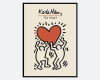 Keith Haring Love Heart Pop Art Poster Art Print | Keith Haring Heart Print, Keith Haring Love Poster, Vintage Museum Exhibition Poster 1PCS No Frame Or Wooden Inner Framed Or Aluminium Alloy Metal Frame