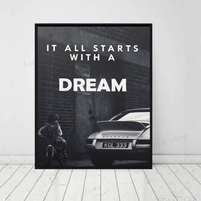 Mindset Poster Art Quote Wall Decor Printing Sports Car Inspirational Quotes Canvas Painting Modern Office Living Room Decor