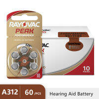 60 PCS Rayovac PEAK High Performance Hearing Aid Batteries. Zinc Air A312 312A ZA312 312 PR41 U CIC BTE Hearing aids